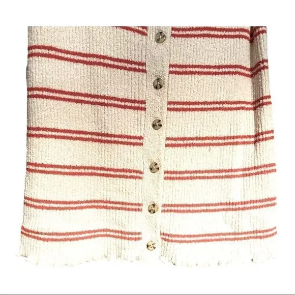 Madewell Kingston Sweater Tank Button-Front Stripes Cream Orange Womens XS - Picture 6 of 8